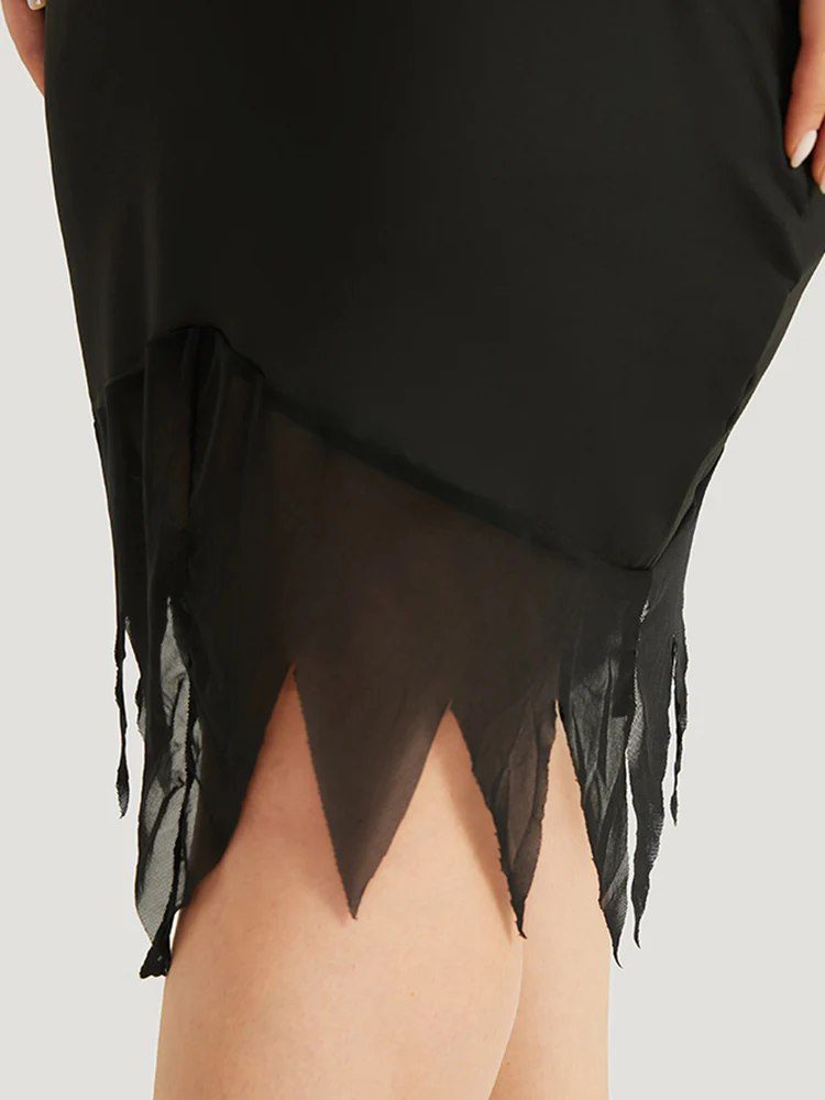 Halloween Solid Mermaid Hem Mesh Bowknot Dress - Image 8