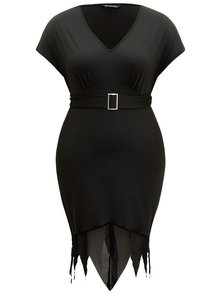 Halloween Solid Mermaid Hem Mesh Bowknot Dress - Image 9