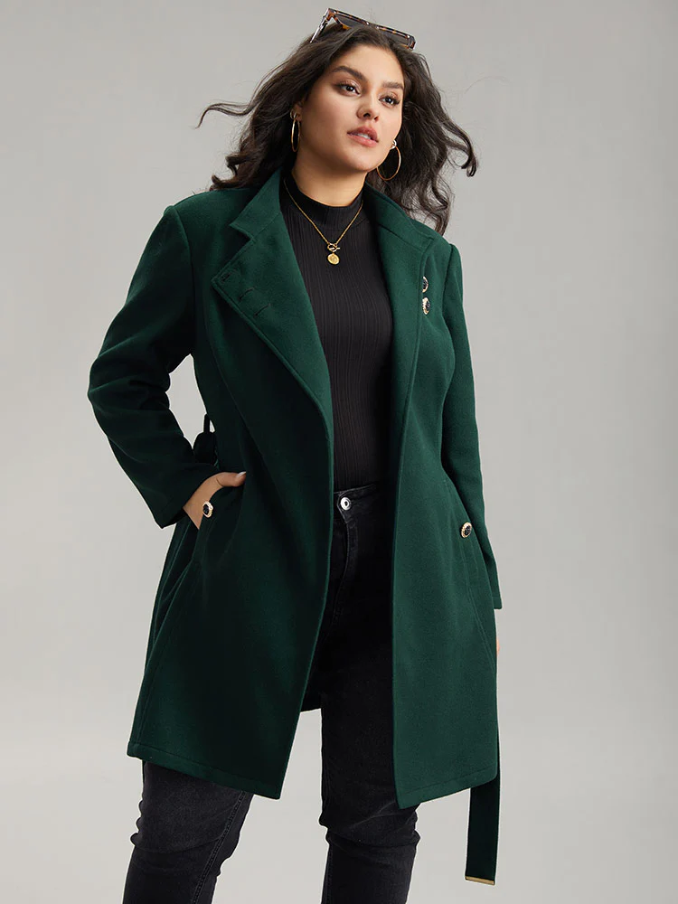 Solid Metal Detail Belted Pocket Coat - Image 3