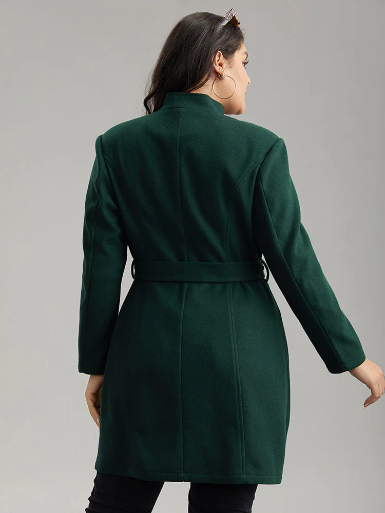 Solid Metal Detail Belted Pocket Coat - Image 5