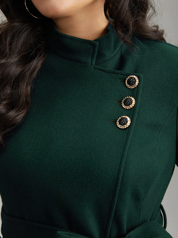 Solid Metal Detail Belted Pocket Coat - Image 6