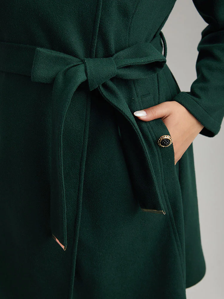 Solid Metal Detail Belted Pocket Coat - Image 7