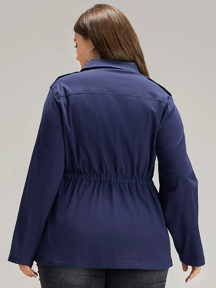 Solid Metal Detail Pocket Drawstring Coat - Image 2