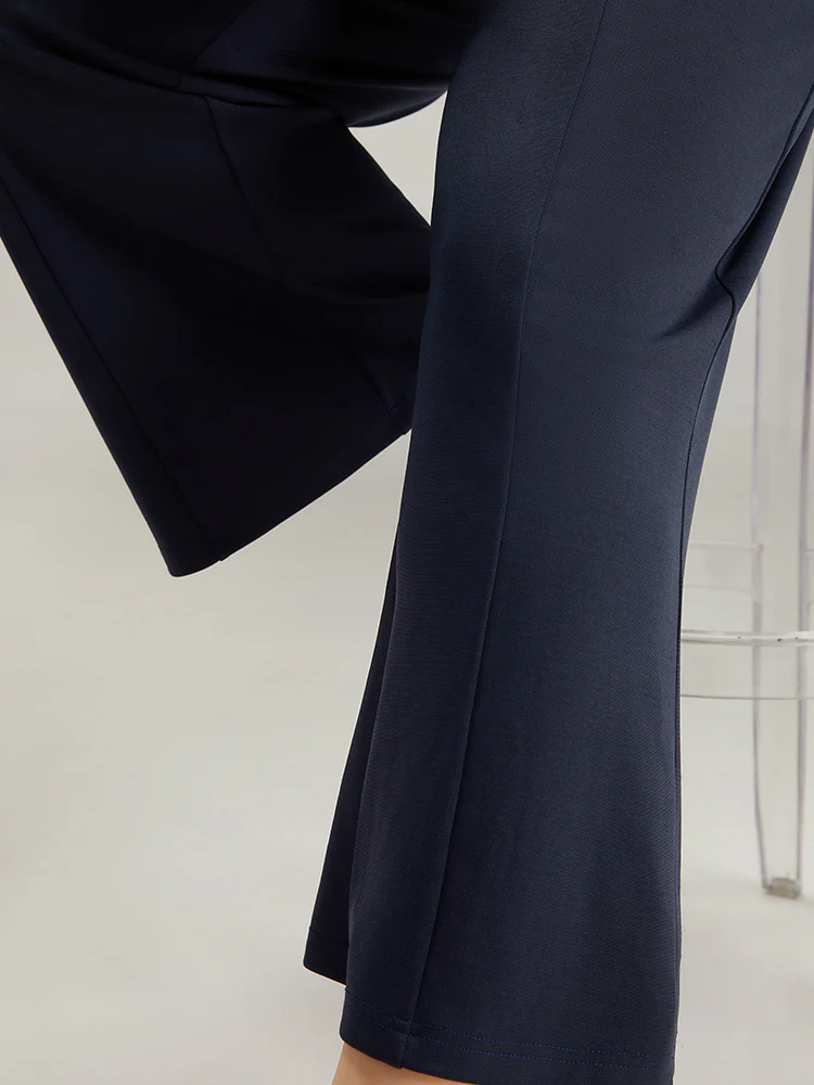 Solid Metal Detail Pocket Flare Leg Pants - Image 6