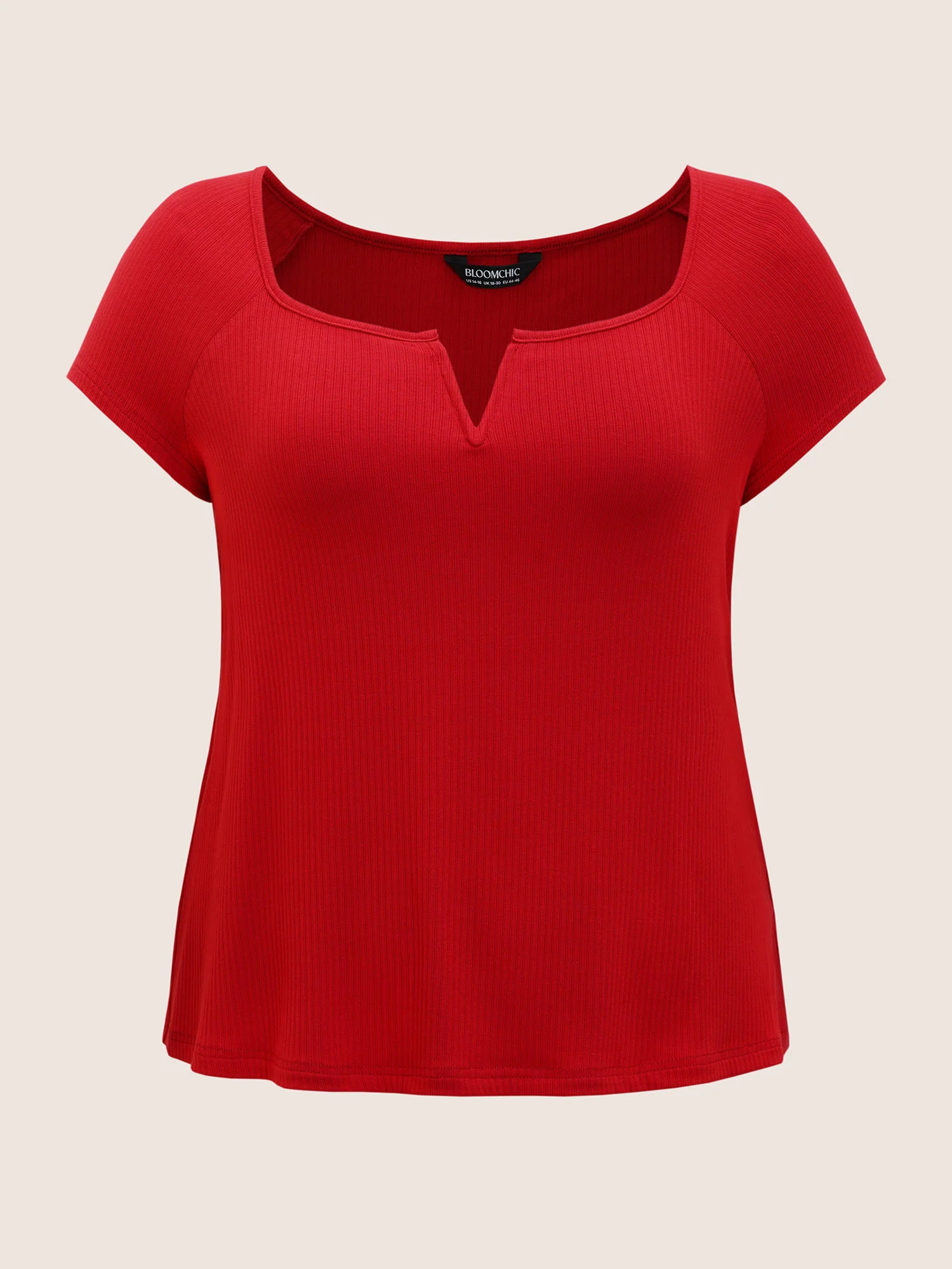 Solid Notched Collar Pit Strip T-shirt - Image 10