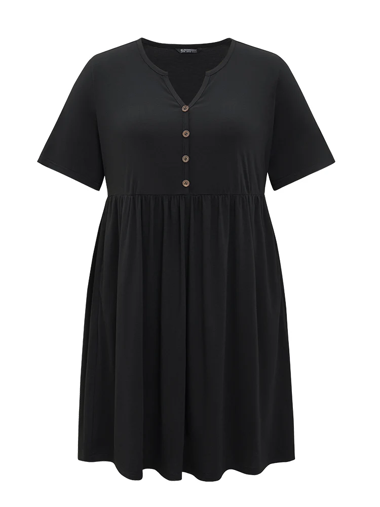 Solid Notched Pocket Flutter Hem Dress - Image 10