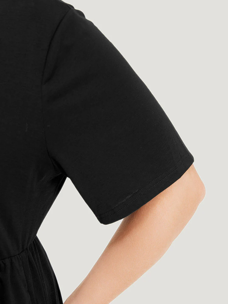 Solid Notched Pocket Flutter Hem Dress - Image 8