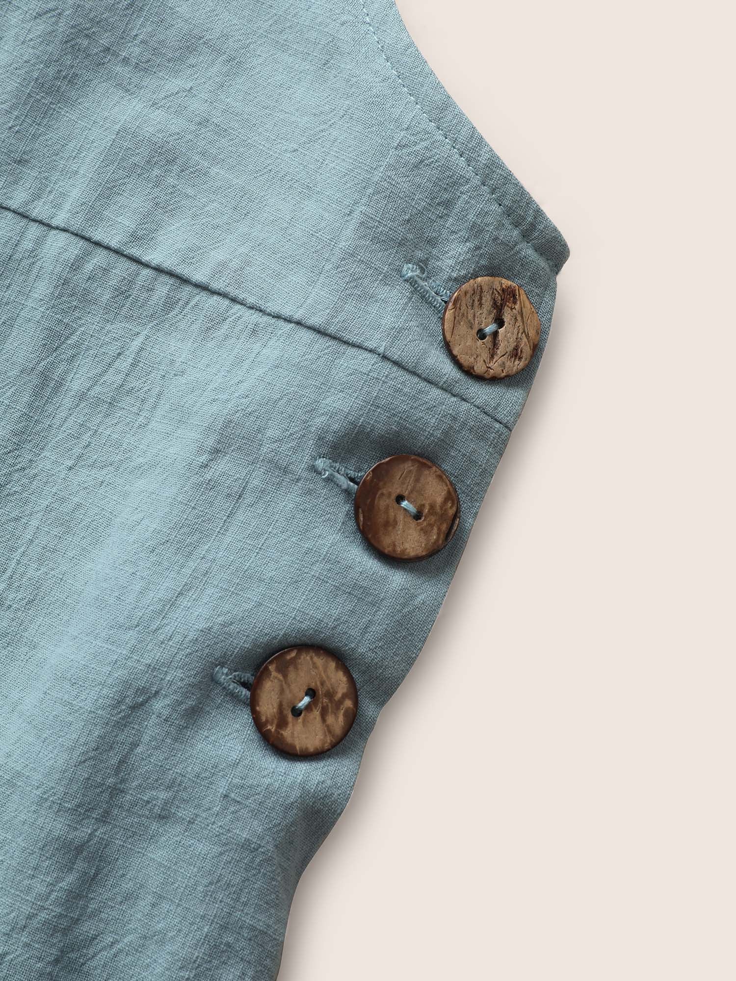 Cotton Solid Patch Pocket Button Detail Jumpsuit - Image 5