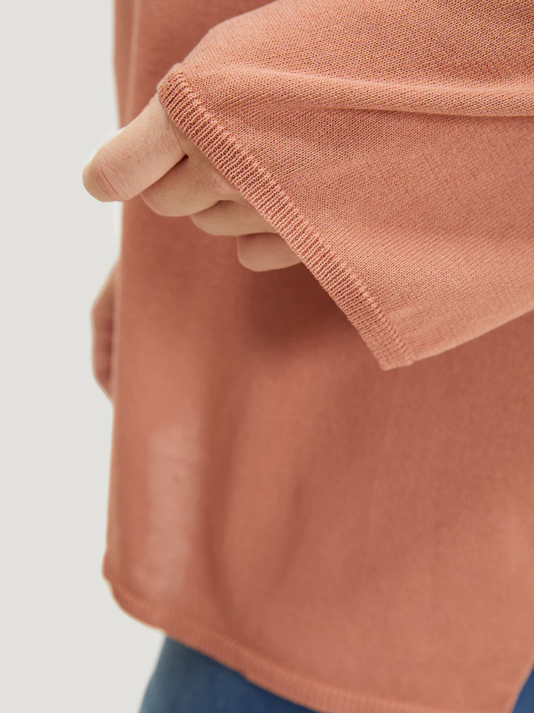 Solid Patched Pocket Split Side Pullover - Image 8