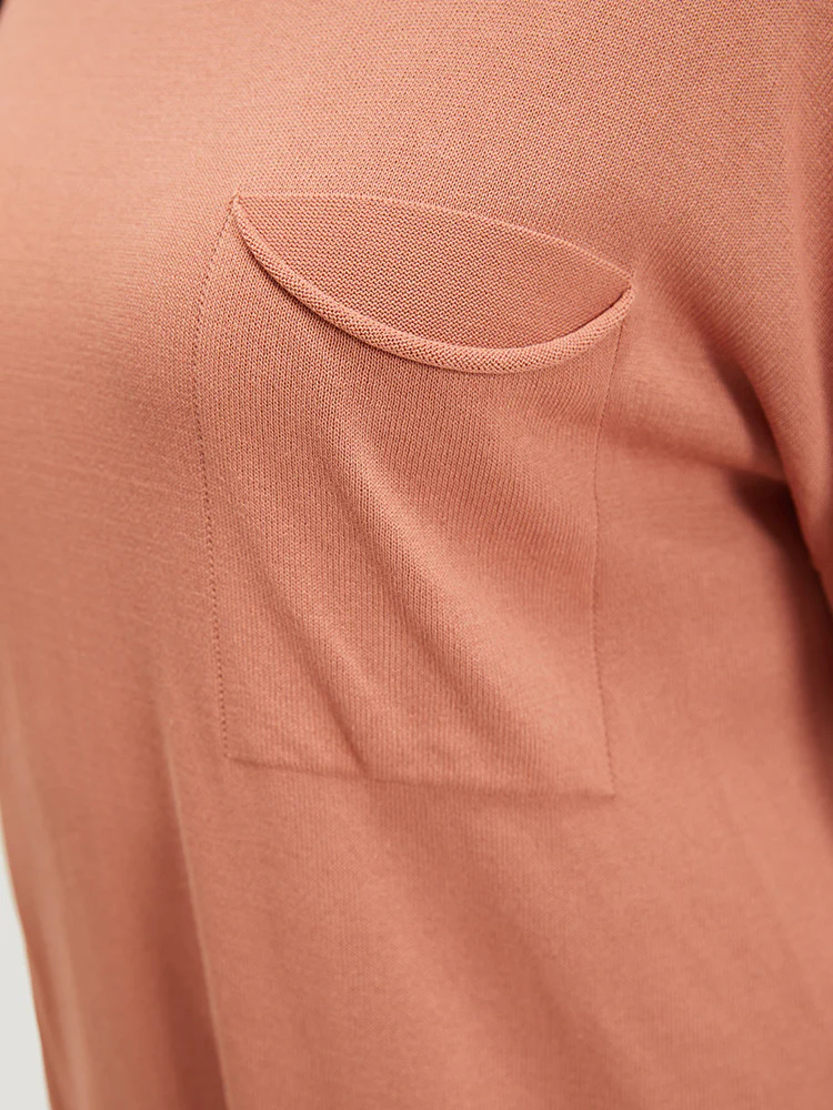 Solid Patched Pocket Split Side Pullover - Image 9