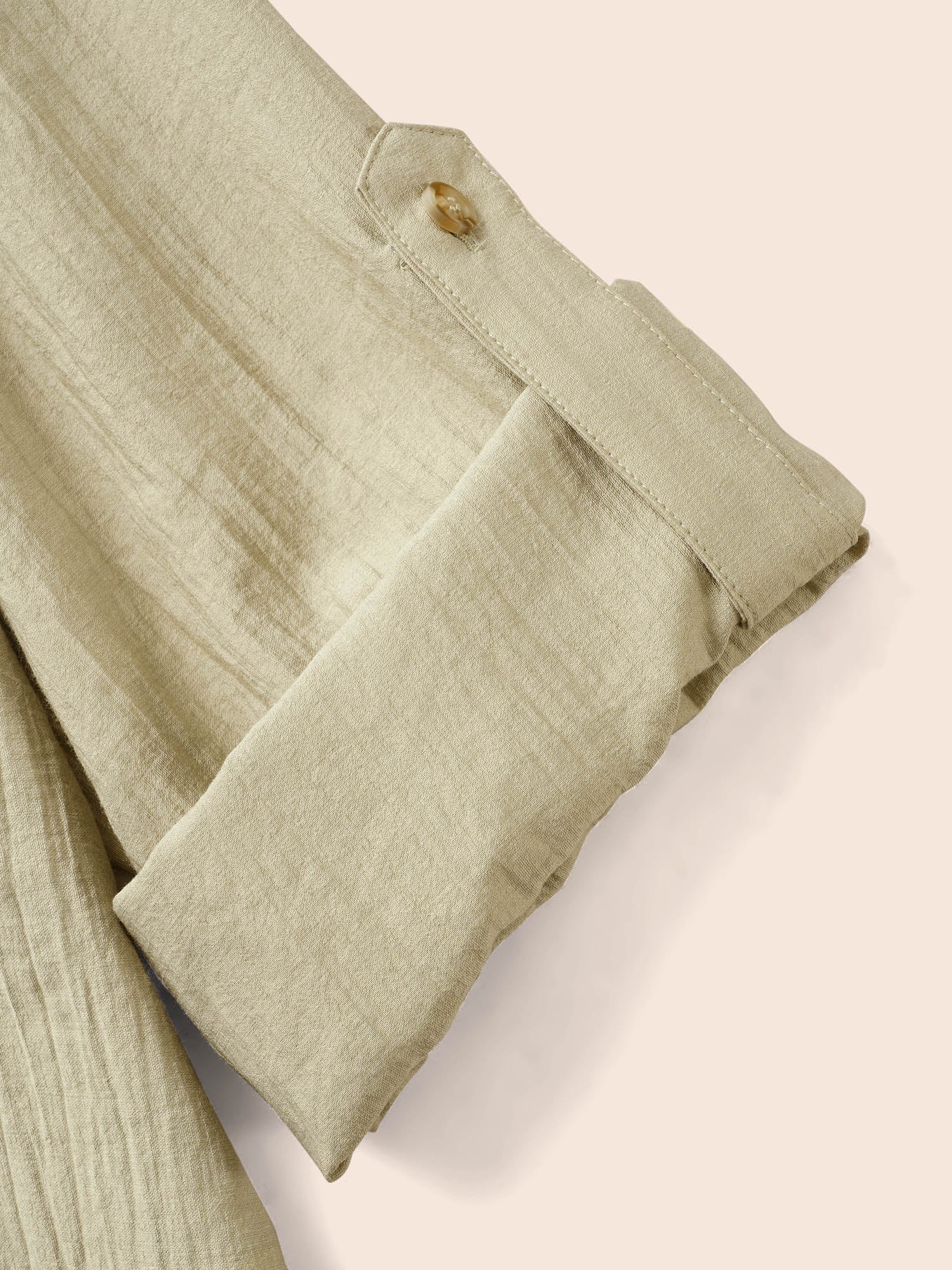 Solid Patched Pocket Tab Sleeve Blouse - Image 6