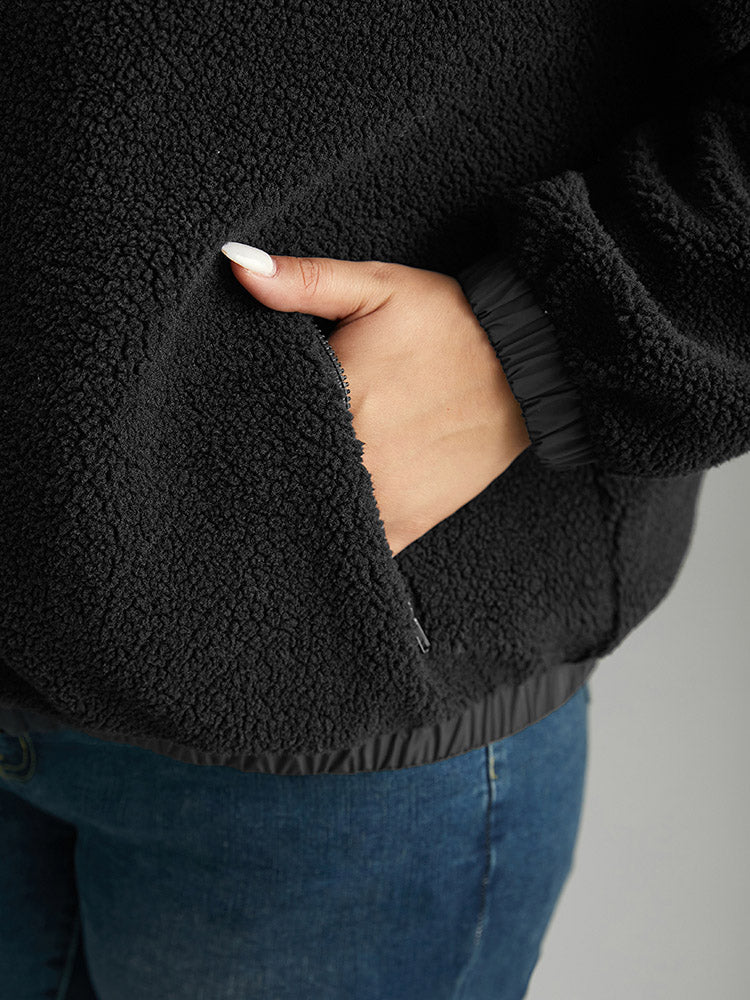 Solid Patchwork Button Up Pocket Zipper Jacket - Image 6