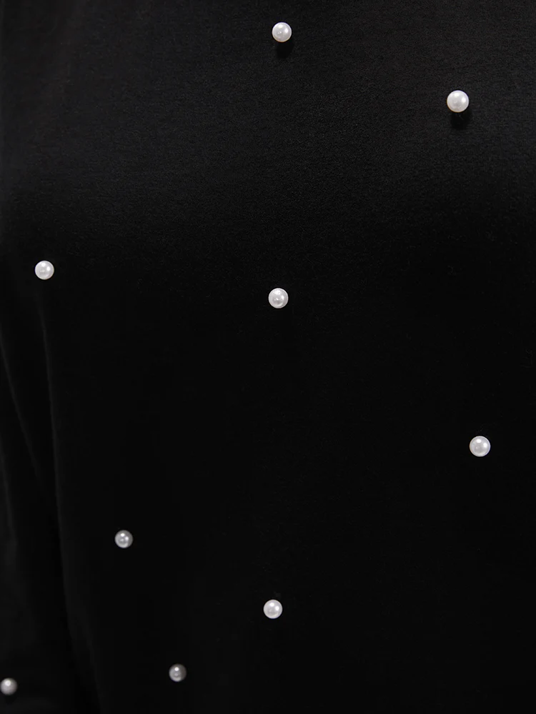 Solid Pearl Beaded Drop Shoulder Sweatshirt - Image 7