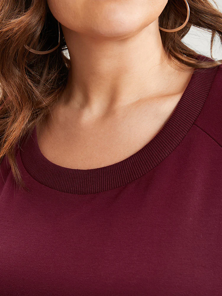 Solid Pearls Beaded Raglan Sleeve Drop Shoulder Sweatshirt - Image 4