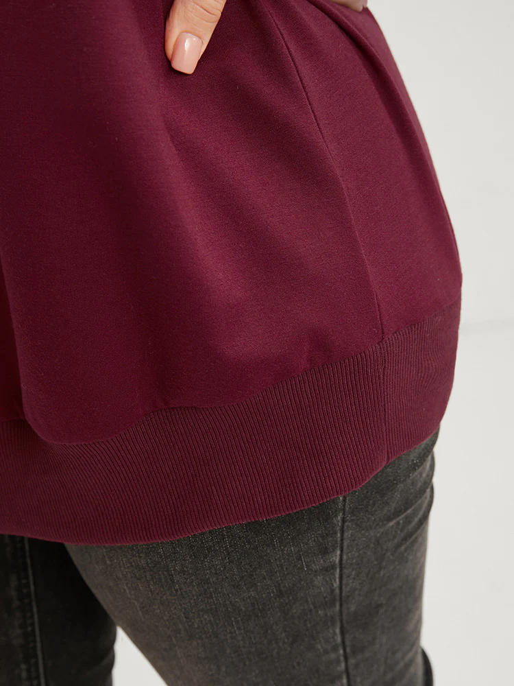Solid Pearls Beaded Raglan Sleeve Drop Shoulder Sweatshirt - Image 6