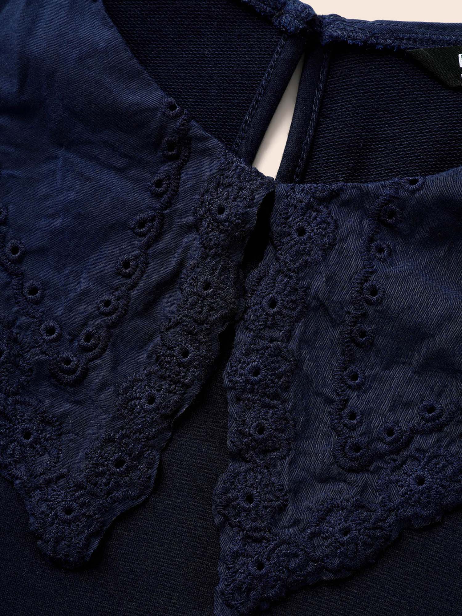 Solid Peter Pan Collar Patchwork Sweatshirt - Image 6