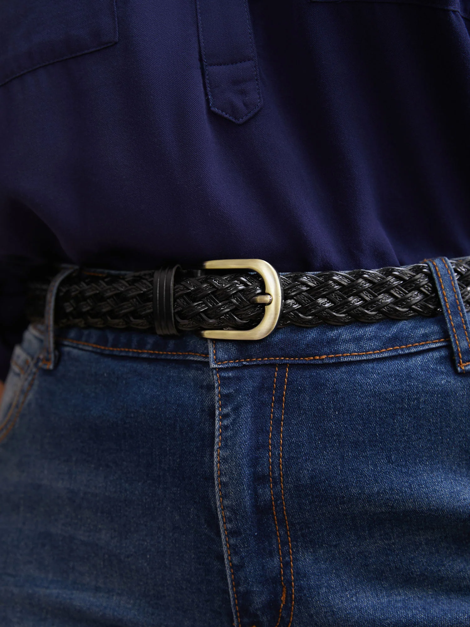 Solid Pin Buckle Woven Belt - Image 3