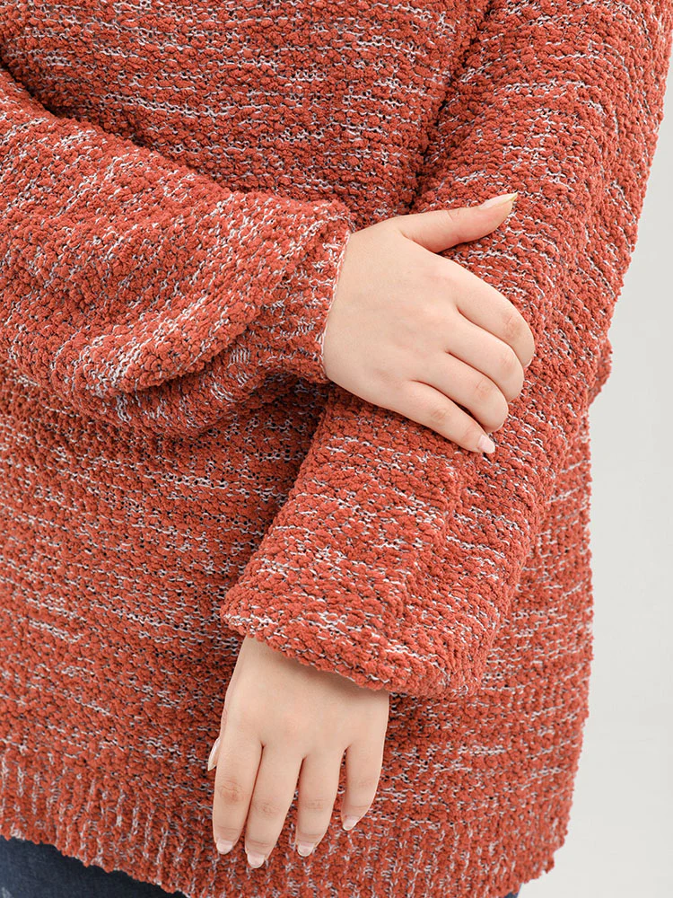 Solid Ping Pong Yarns Lantern Sleeve Round Neck Knit Top - Image 7