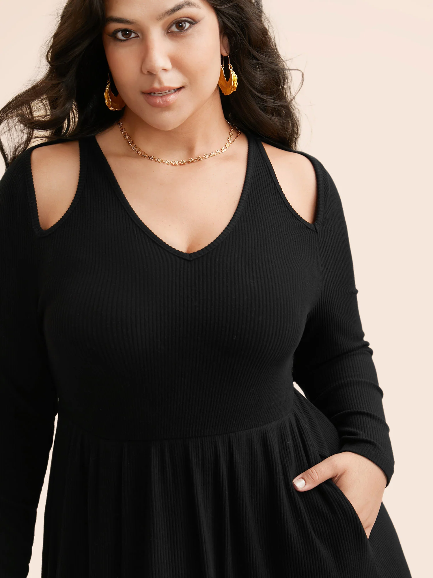 Solid Pit Strip Cut Out Dress - Image 2