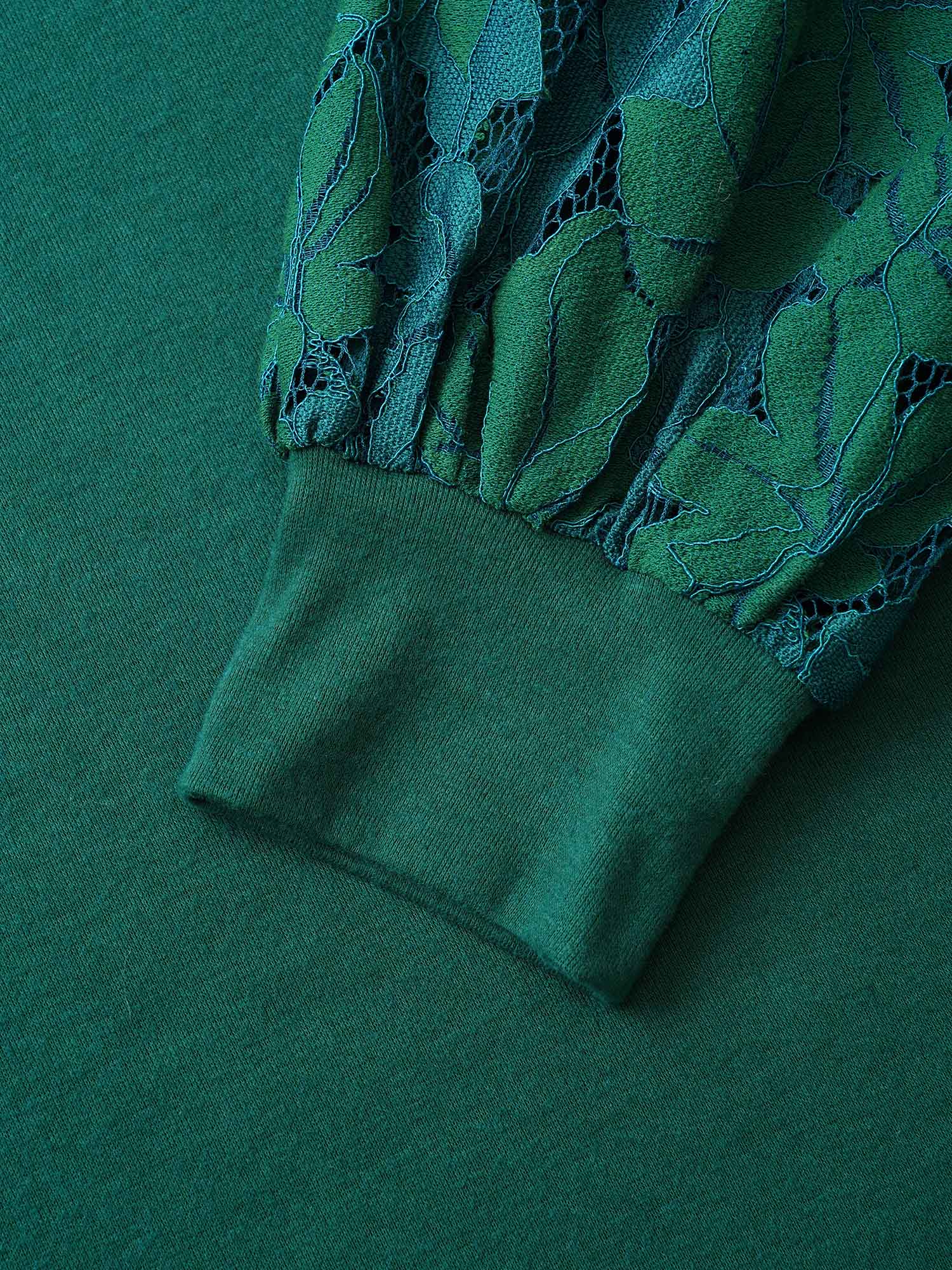 Solid Plants Guipure Lace Gathered T-shirt - Image 6
