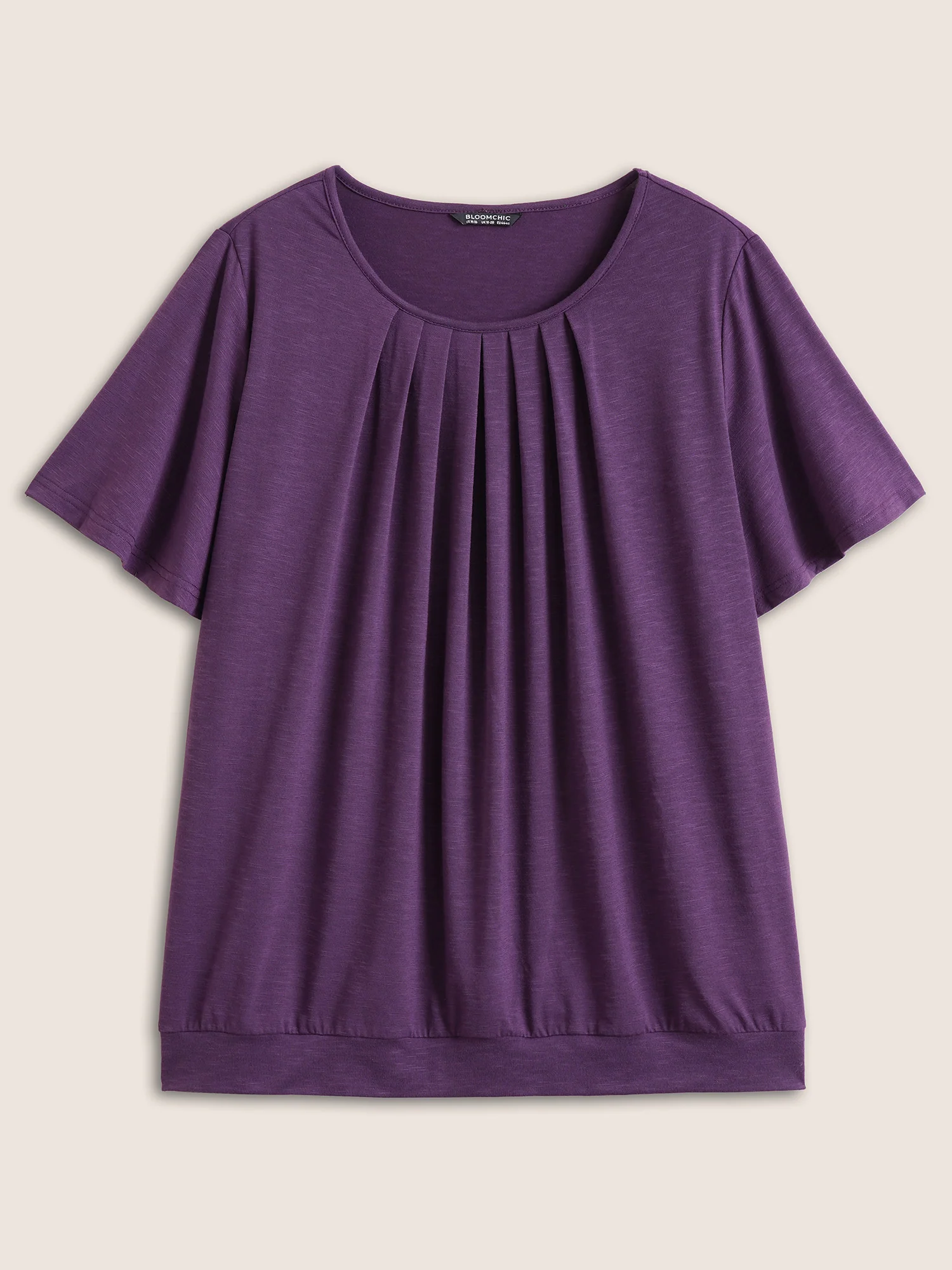 Solid Plicated Detail Flutter Sleeve T-shirt - Image 6