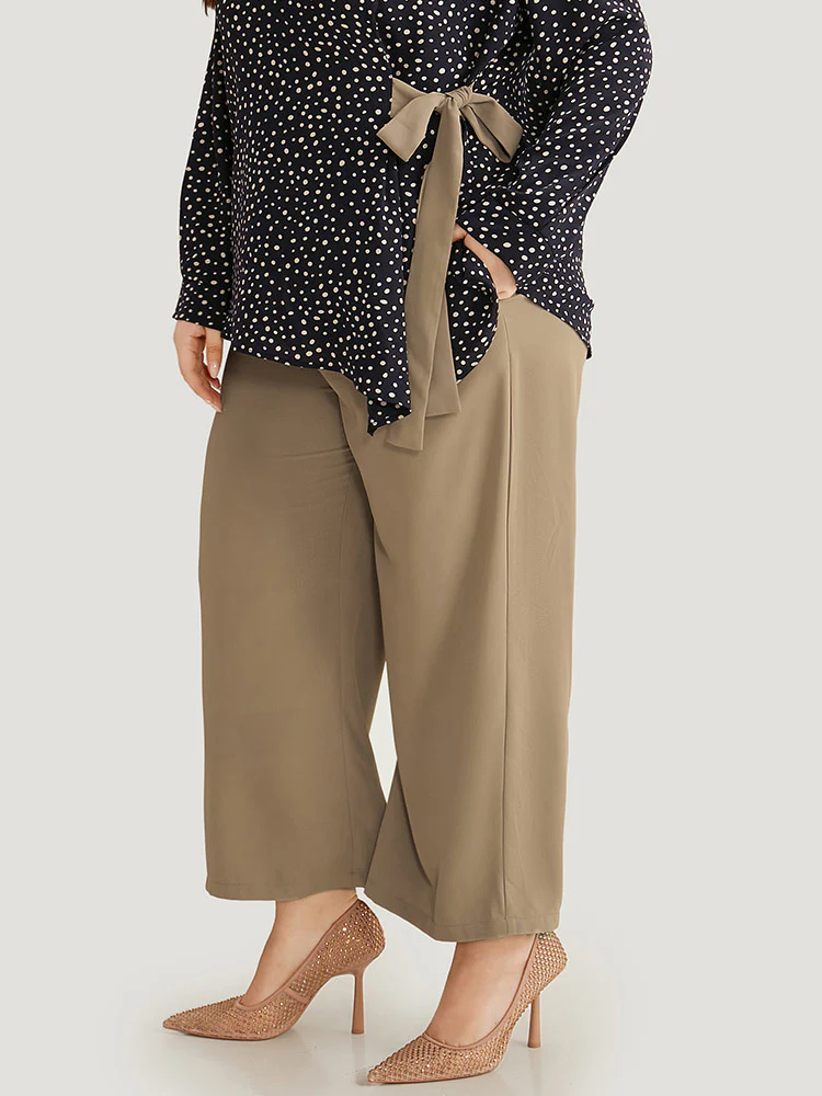 Solid Plicated Detail Woven Pants - Image 4