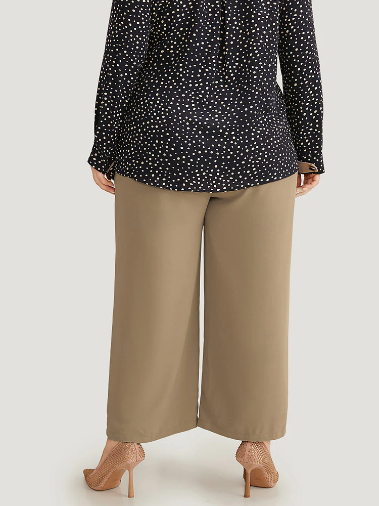 Solid Plicated Detail Woven Pants - Image 5