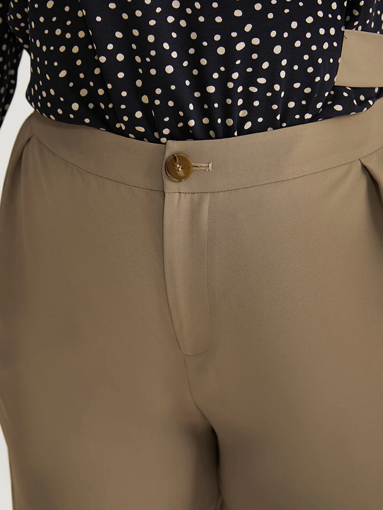 Solid Plicated Detail Woven Pants - Image 6