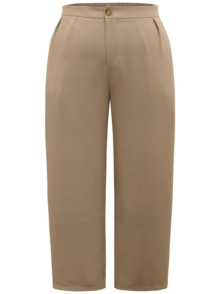Solid Plicated Detail Woven Pants - Image 8