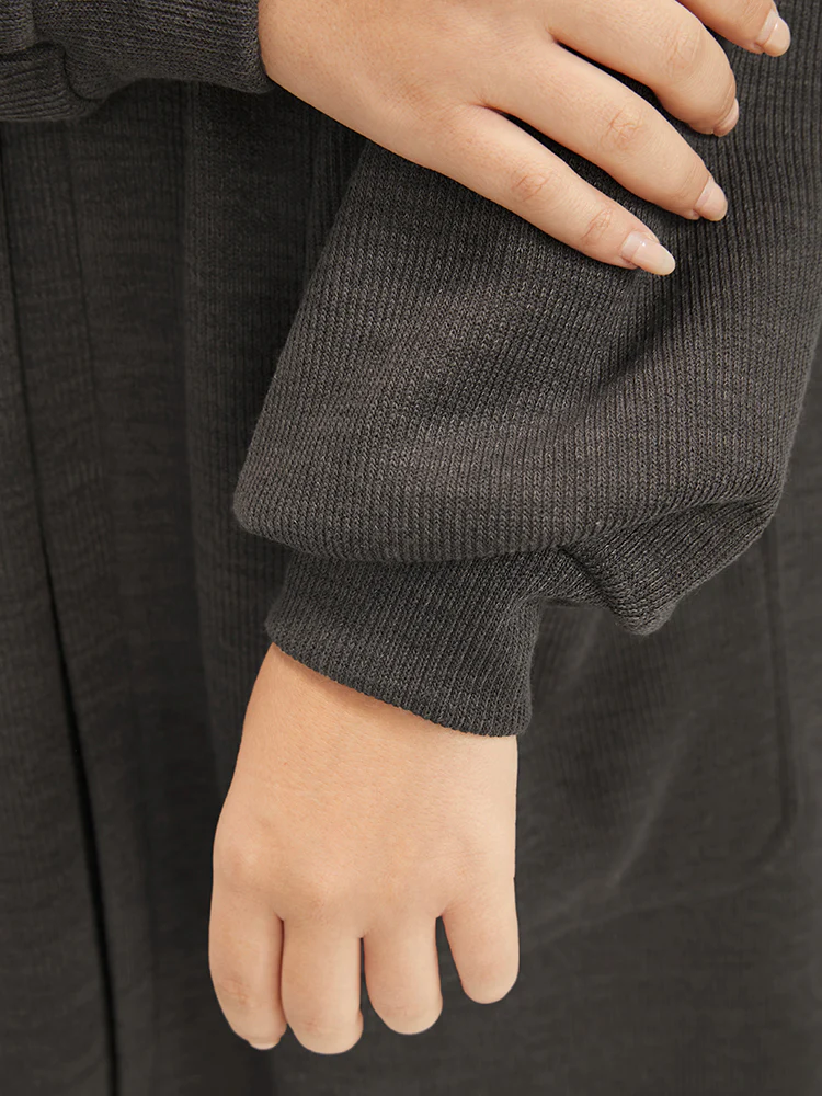 Solid Pocket Belted Open Front Heather Coat - Image 7