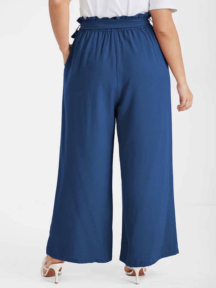 Solid Pocket Belted Straight Pants - Image 6