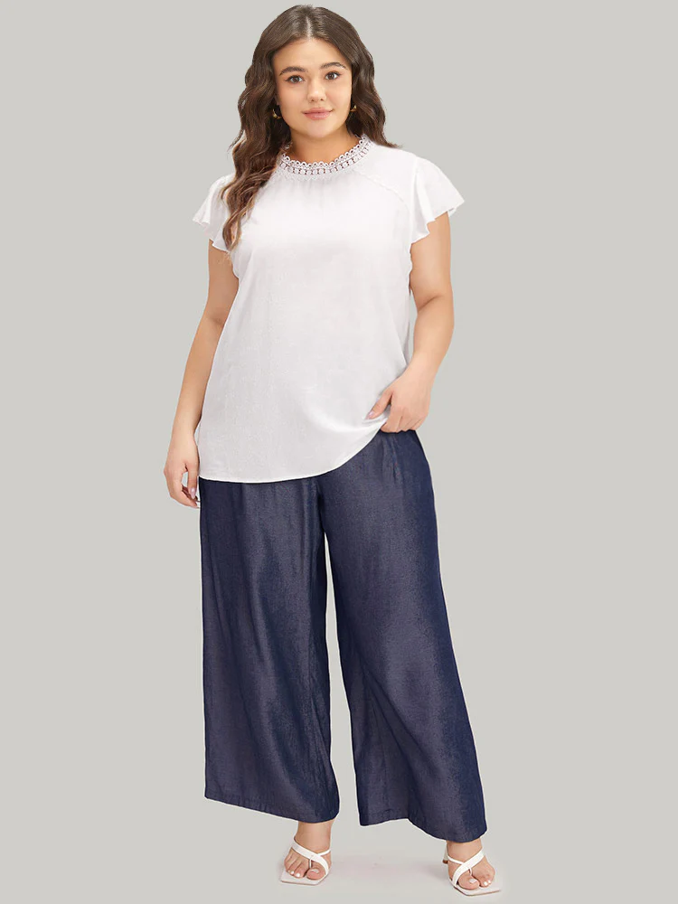 Solid Pocket Elastic Waist Woven Pants - Image 2