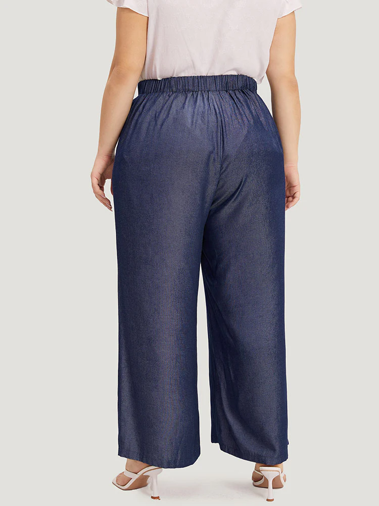 Solid Pocket Elastic Waist Woven Pants - Image 5