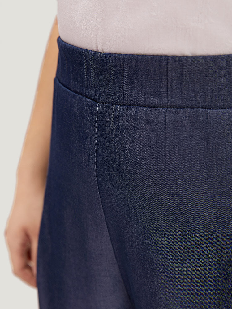 Solid Pocket Elastic Waist Woven Pants - Image 6