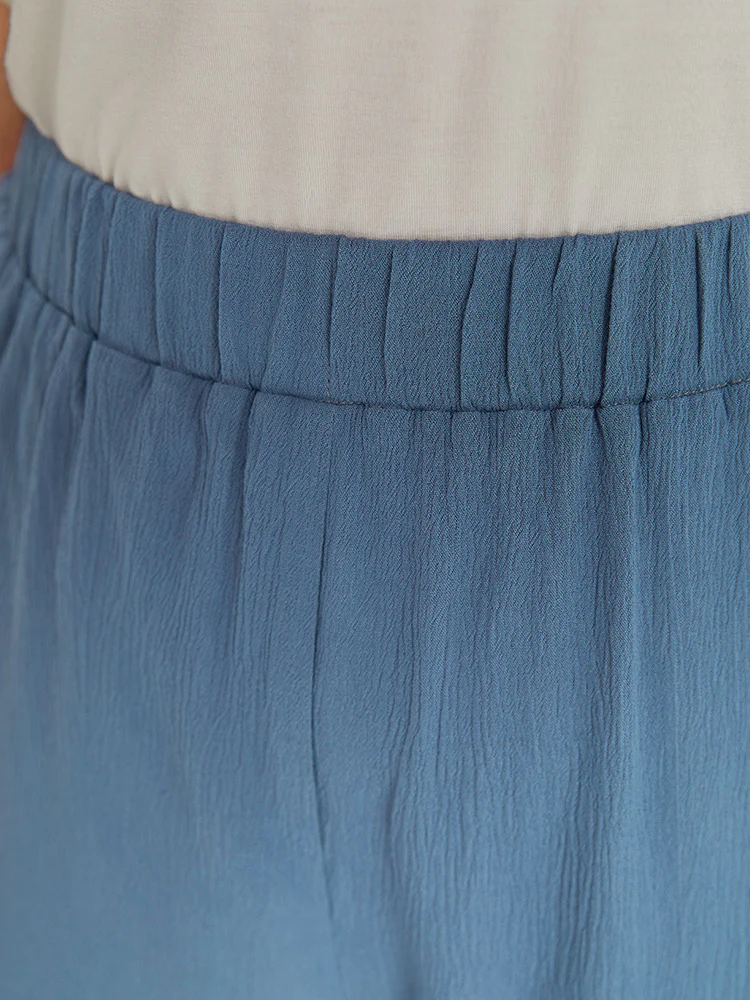 Solid Pocket Elastic Waist Wrap Hem Pants - Image 6