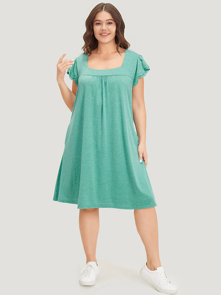 Supersoft Essentials Lace Panel Square Neck Layered Dress - Image 2