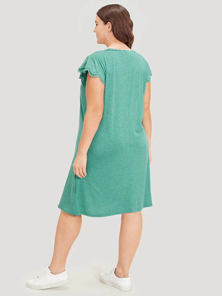 Supersoft Essentials Lace Panel Square Neck Layered Dress - Image 3