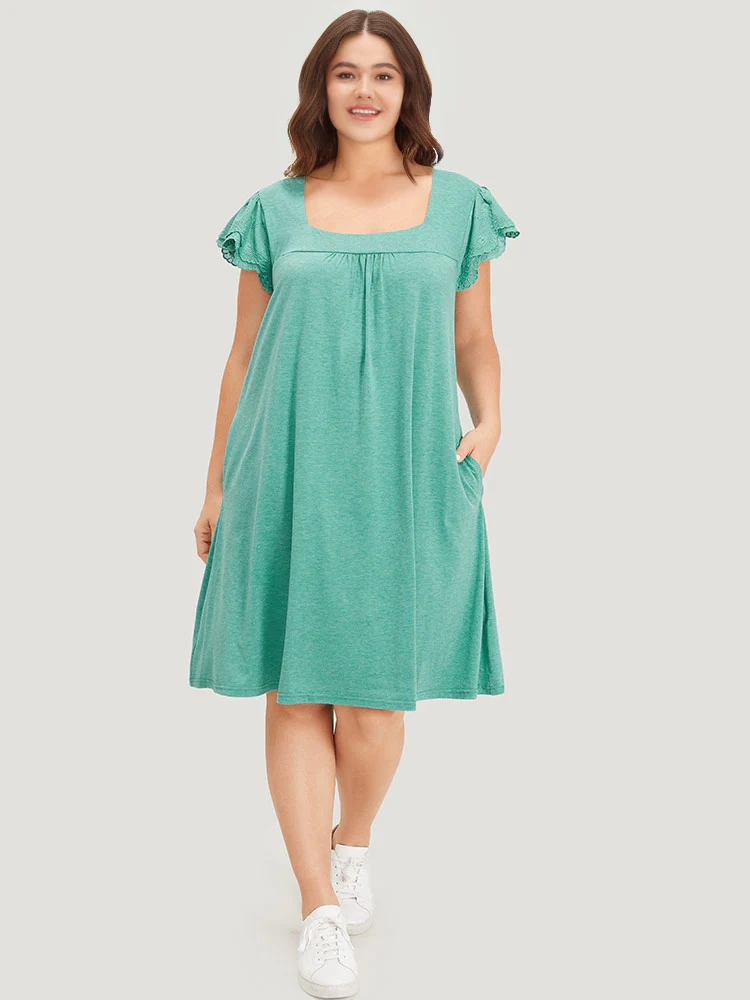 Supersoft Essentials Lace Panel Square Neck Layered Dress - Image 4