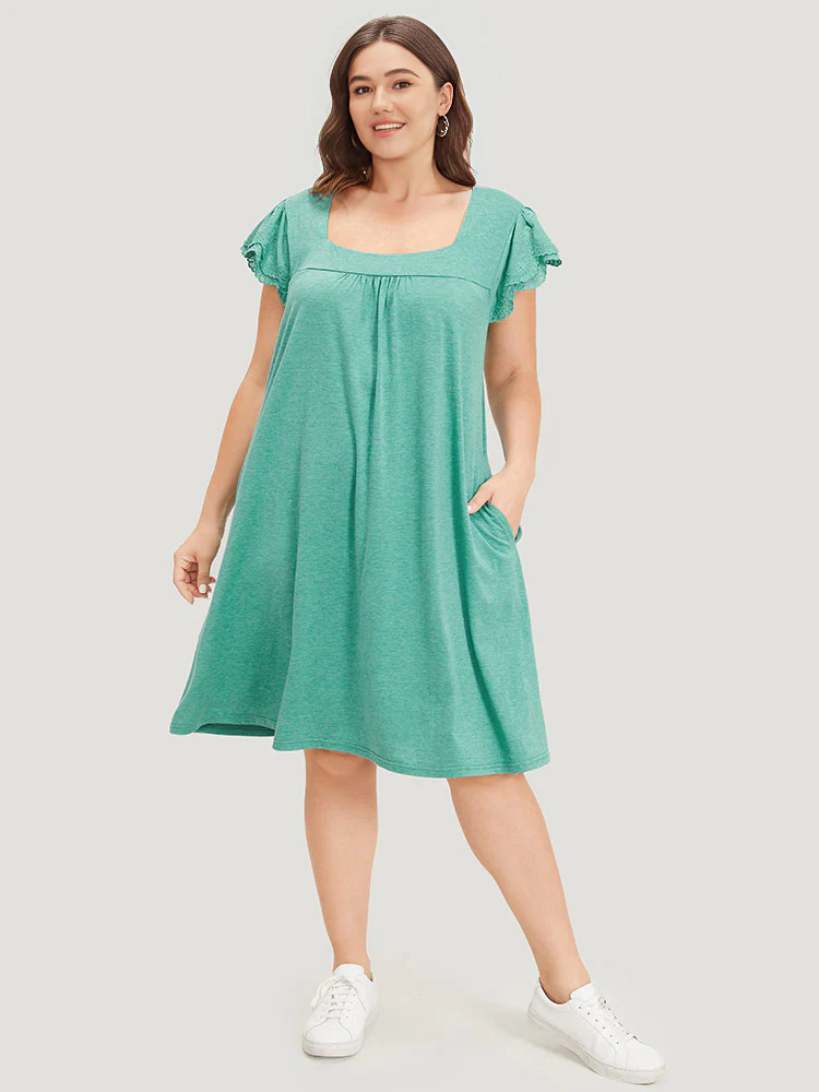 Supersoft Essentials Lace Panel Square Neck Layered Dress - Image 5