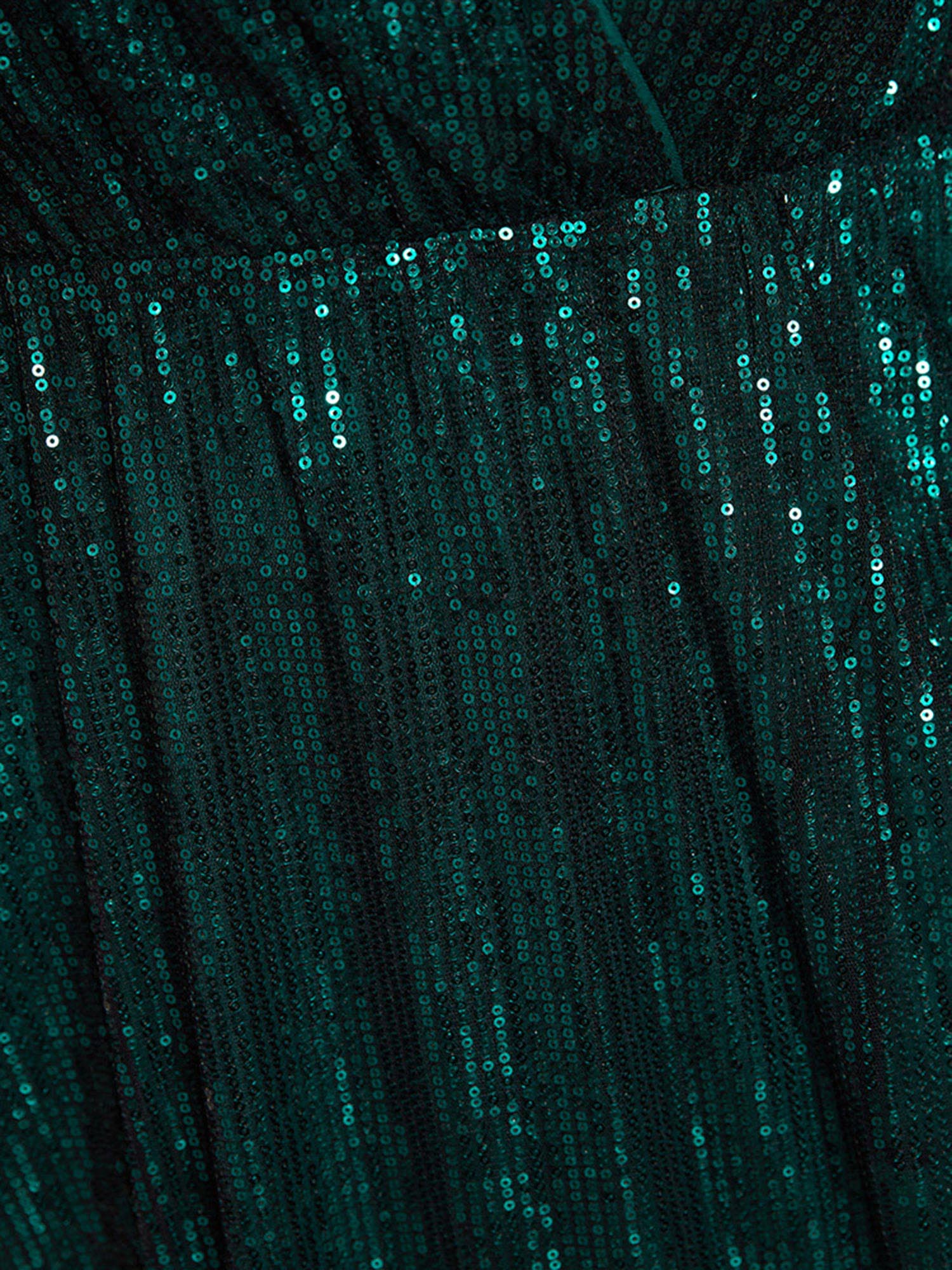 Solid Pocket Lantern Sleeve Wrap Sequin Dress - Image 14