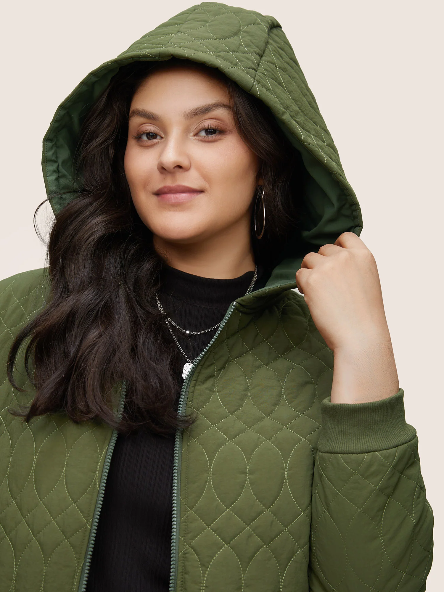Solid Pocket Texture Lined Quilted Jacket - Image 4