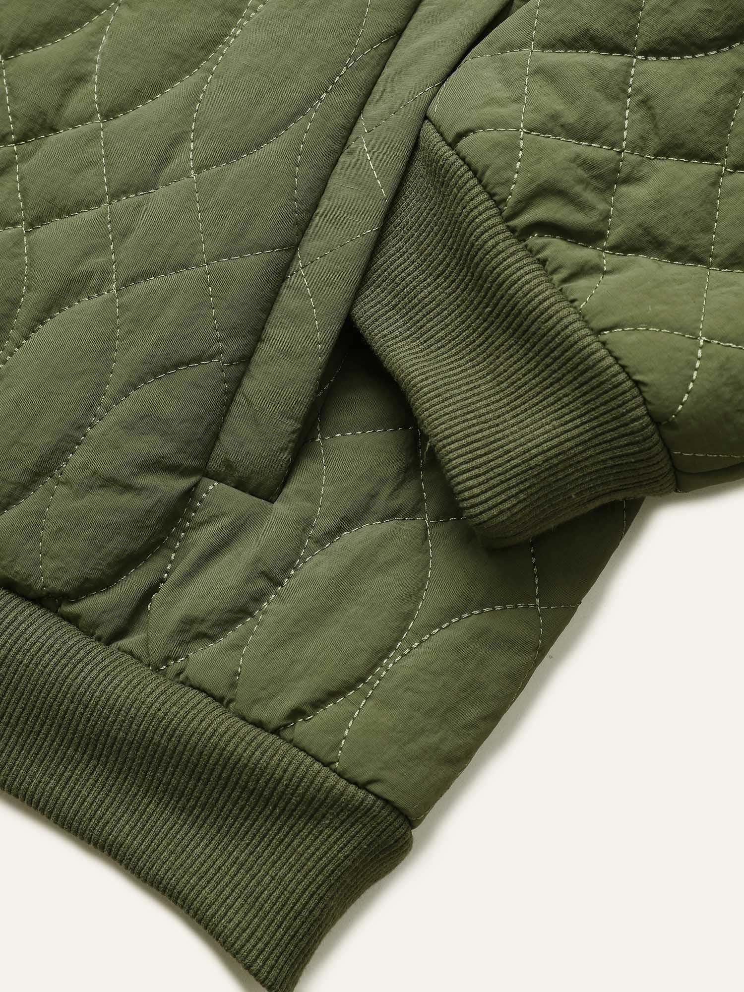 Solid Pocket Texture Lined Quilted Jacket - Image 5