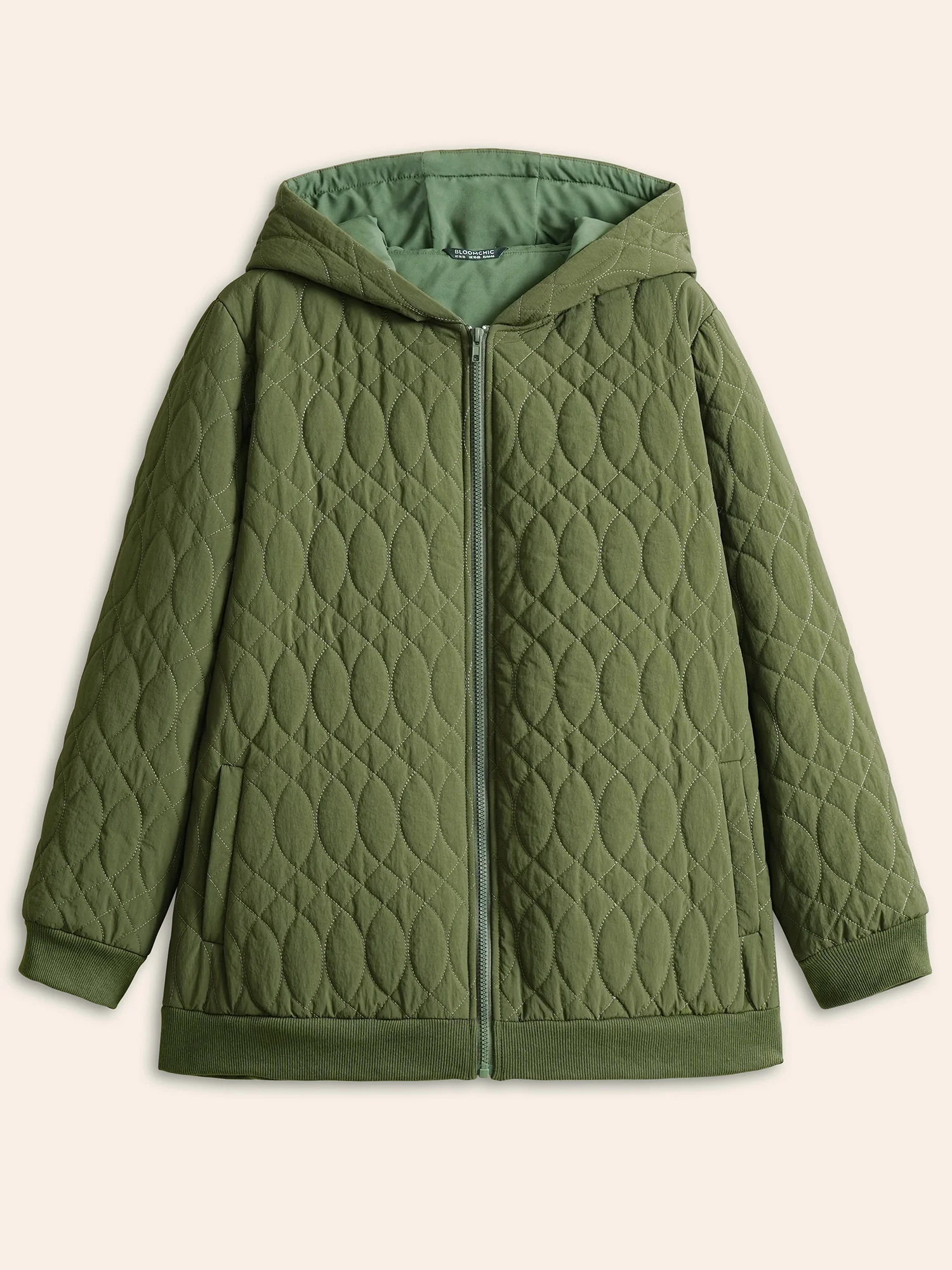 Solid Pocket Texture Lined Quilted Jacket - Image 7