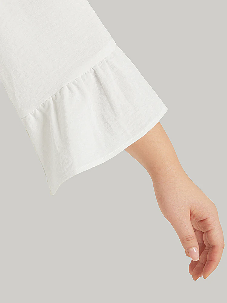Solid Pocket Ties Tassels Bell Sleeve Dress - Image 11