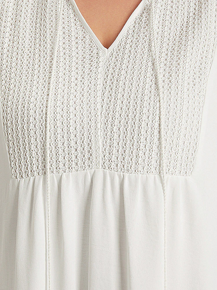 Solid Pocket Ties Tassels Bell Sleeve Dress - Image 8