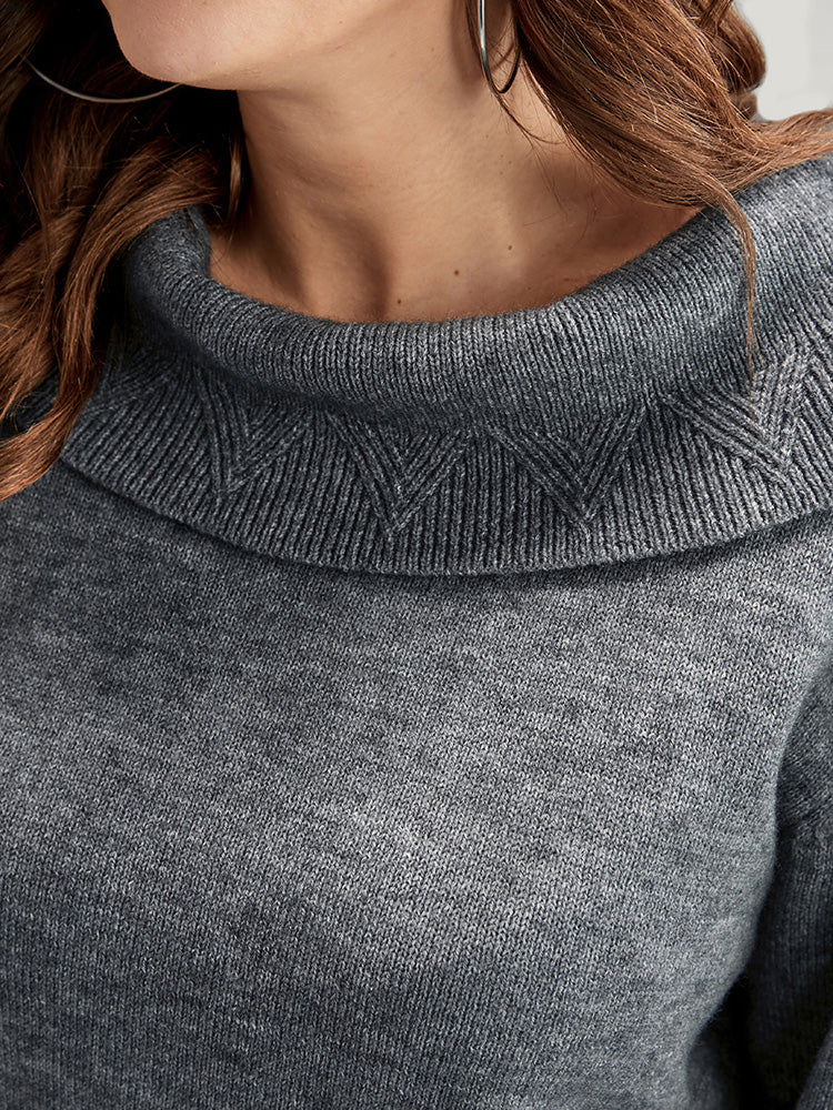 Solid Pointelle Knit Foldover Off Shoulder Knit Top - Image 6