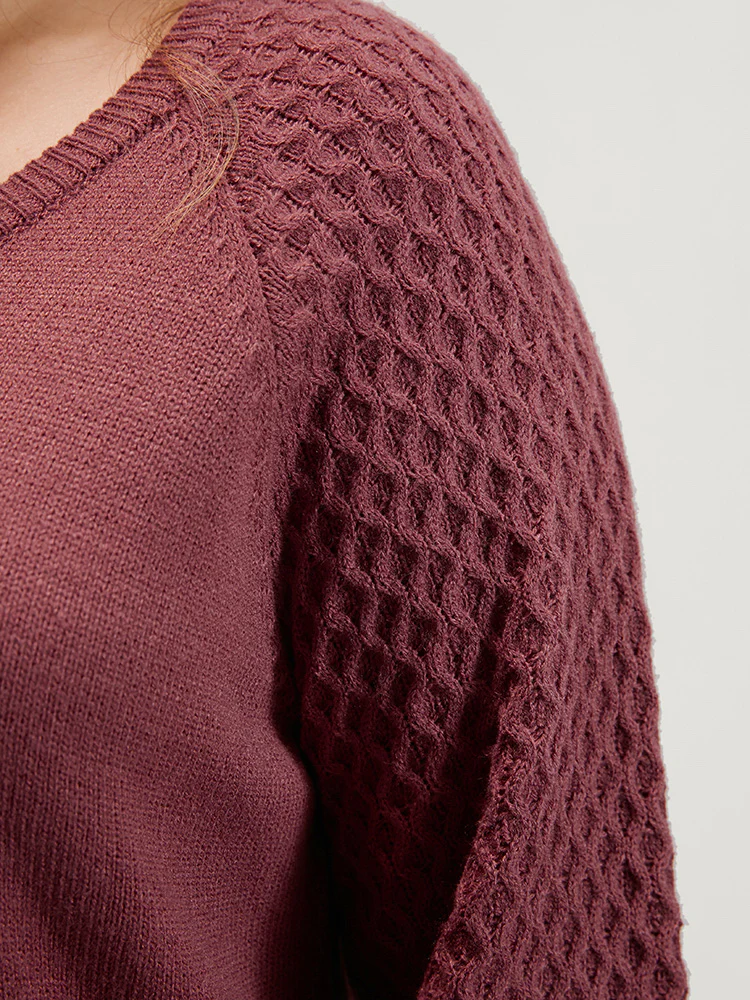 Solid Pointelle Knit Lantern Sleeve Knit Top - Image 7