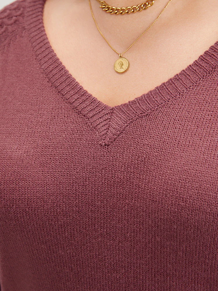 Solid Pointelle Knit Lantern Sleeve Knit Top - Image 8