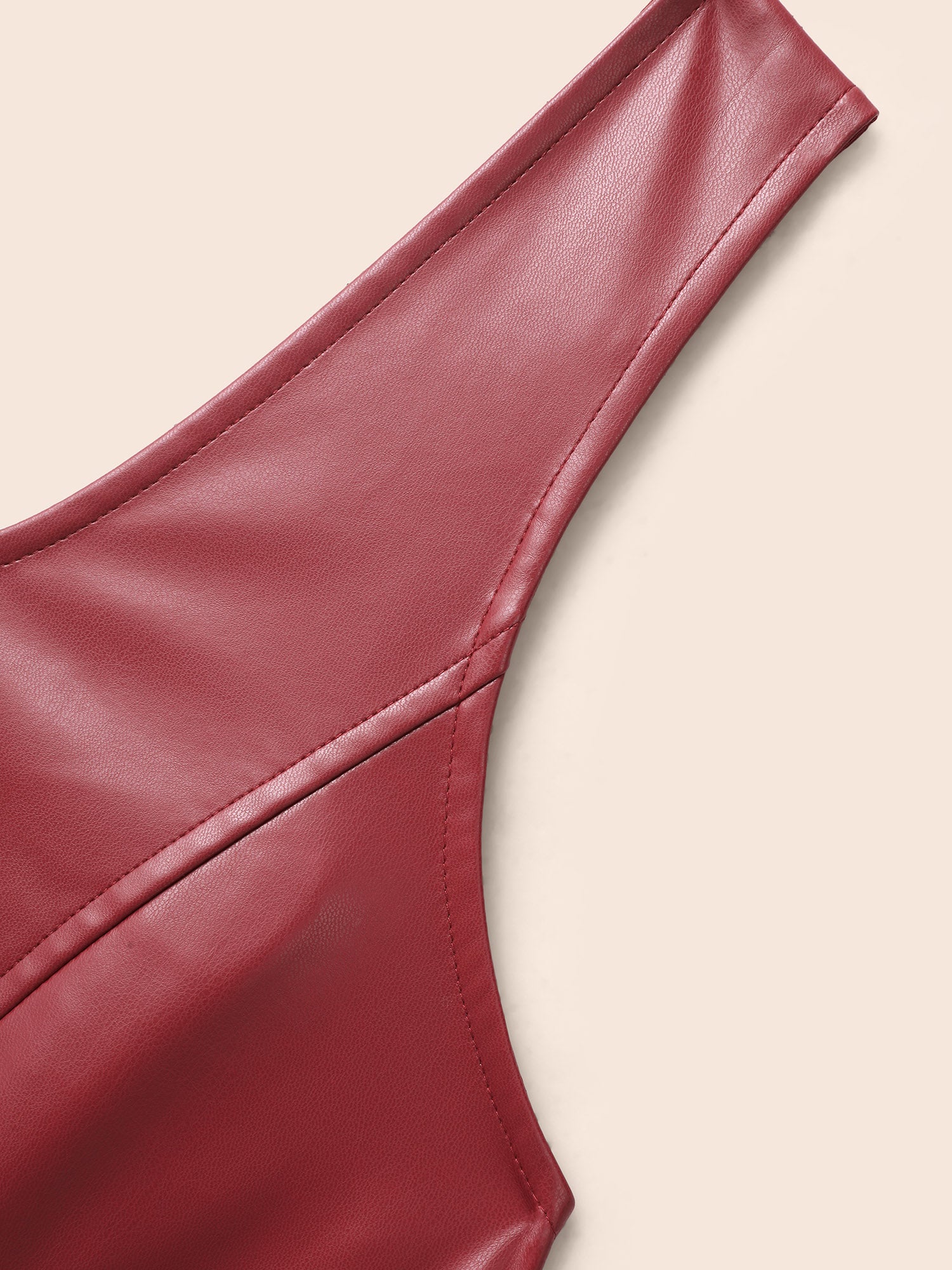 Solid PU Leather Bodycon Dress - Image 6
