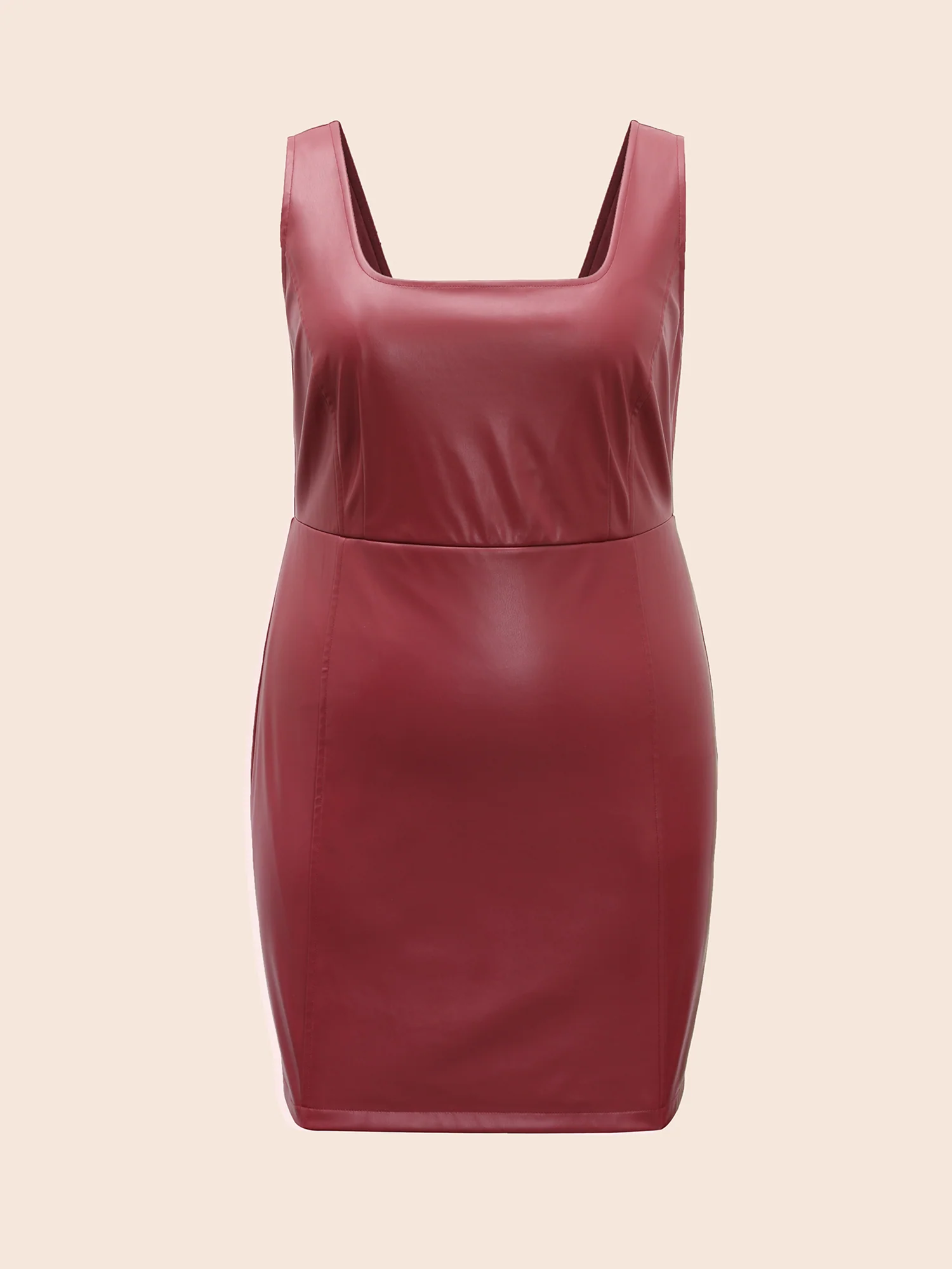 Solid PU Leather Bodycon Dress - Image 8